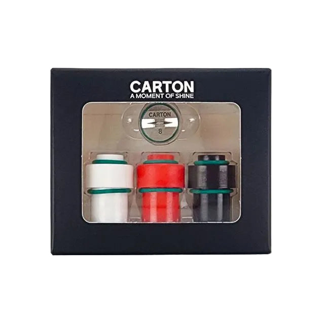 Carton No.8 foam filter set for EP.02 — white, red & black nozzles in retail box