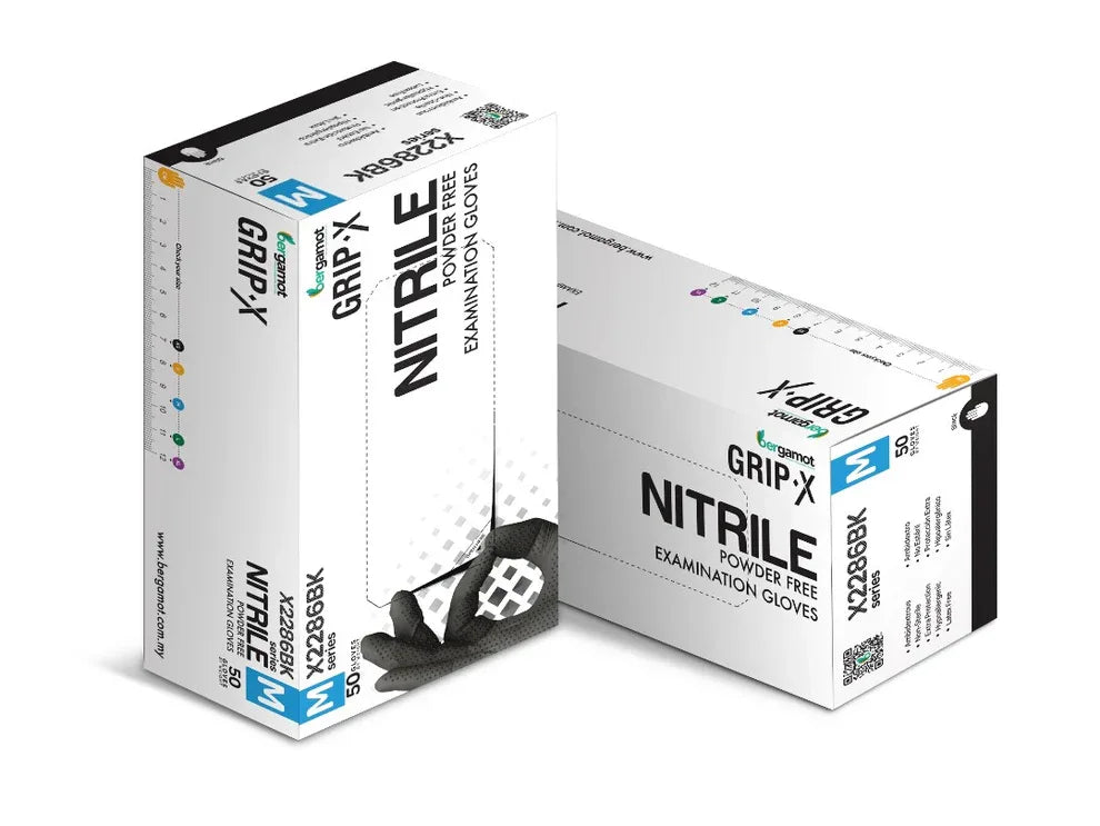 Hygiene Hub Diamond Textured Grip-X Nitrile Powder Free Gloves - 50pcs - Alpha Details