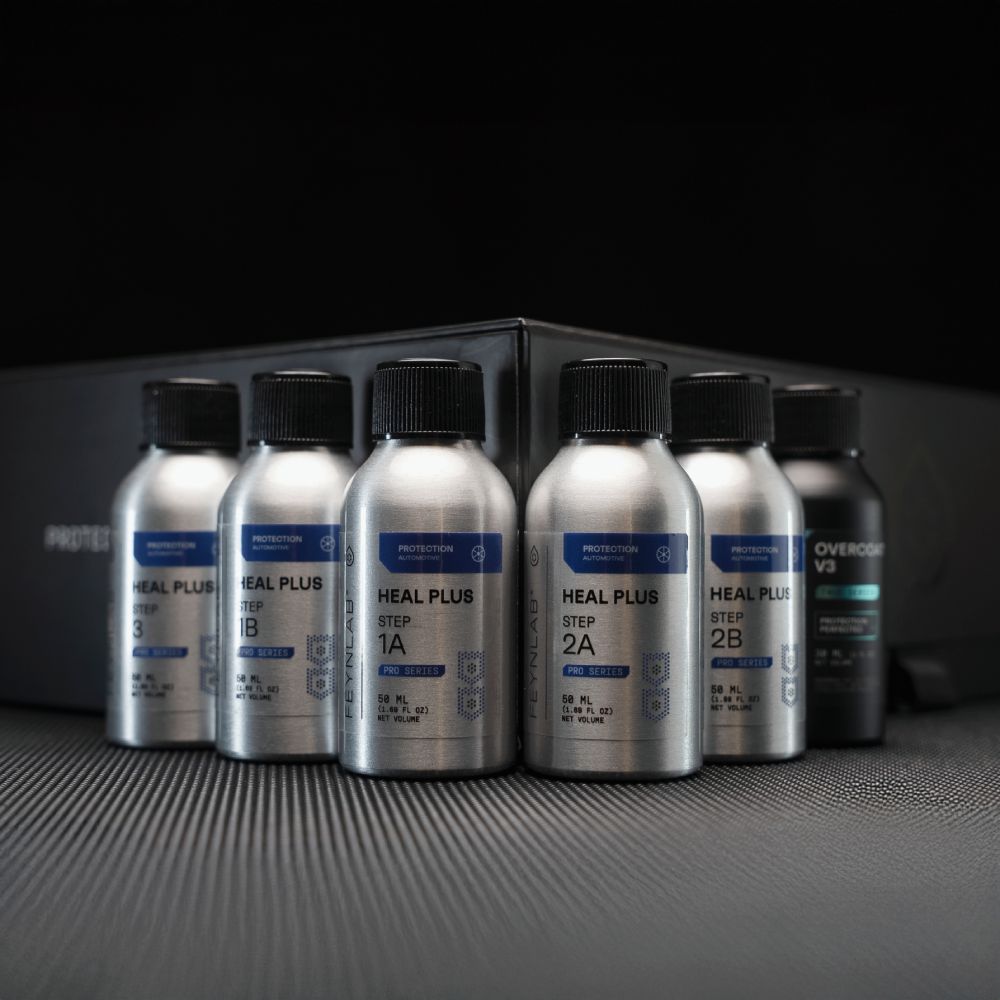 Feynlab Self Heal Plus Step 1A, 1B, 2A, 2B, 3 and Overcoat V3 bottles