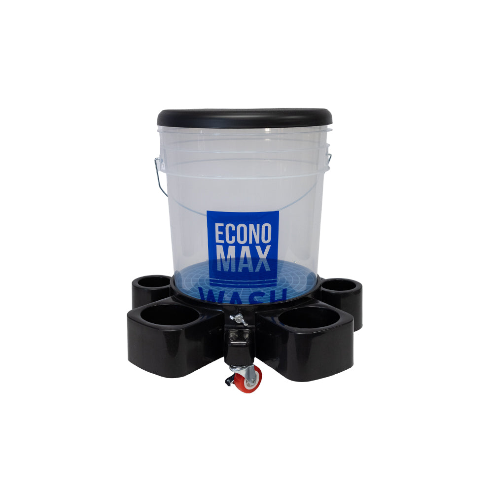 Economax 20L Wash bucket on rolling dolly with blue Wash label