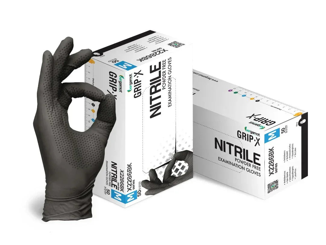 Hygiene Hub Diamond Textured Grip-X Nitrile Powder Free Gloves - 50pcs - Alpha Details