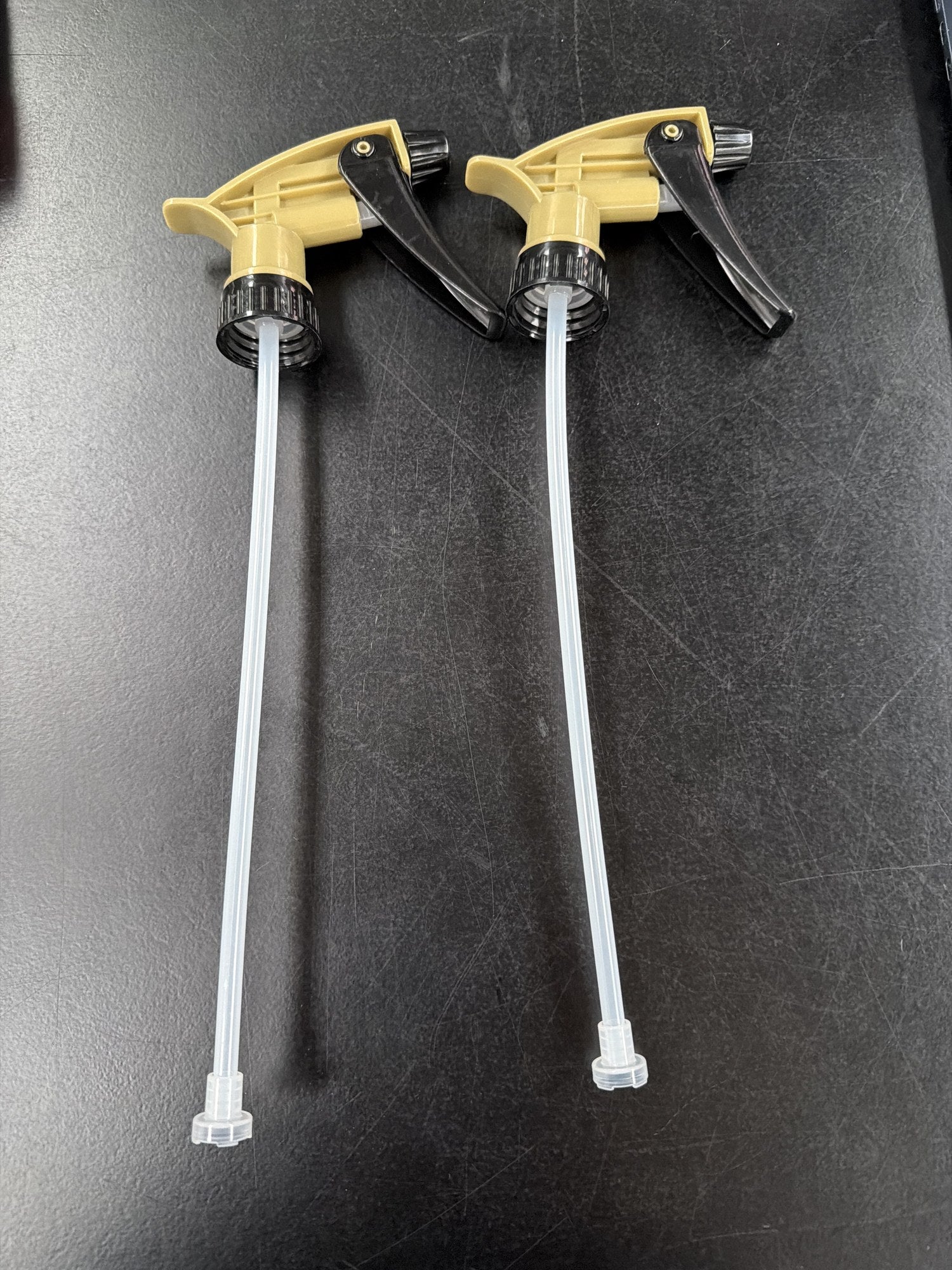 Tolco 320CRS acid-resistant trigger sprayer in black and gold with long dip tube for car detailing acid wheel cleaners