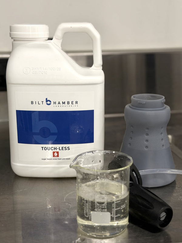 Bilt Hamber Touch-Less being diluted for testing at Alpha Details