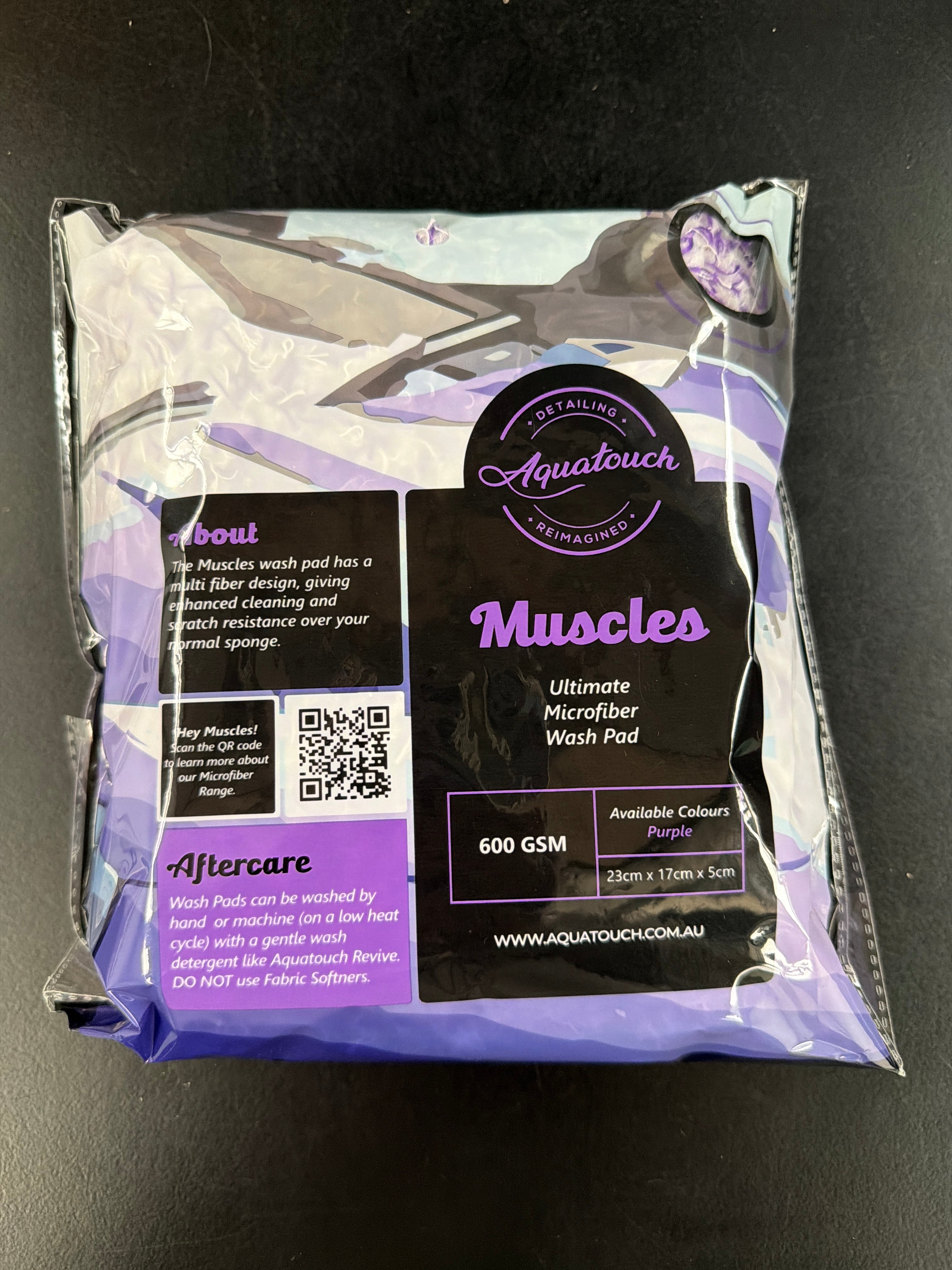 Aquatouch MUSCLES 600GSM multi-fibre microfibre car wash pad in purple — Alpha Details
