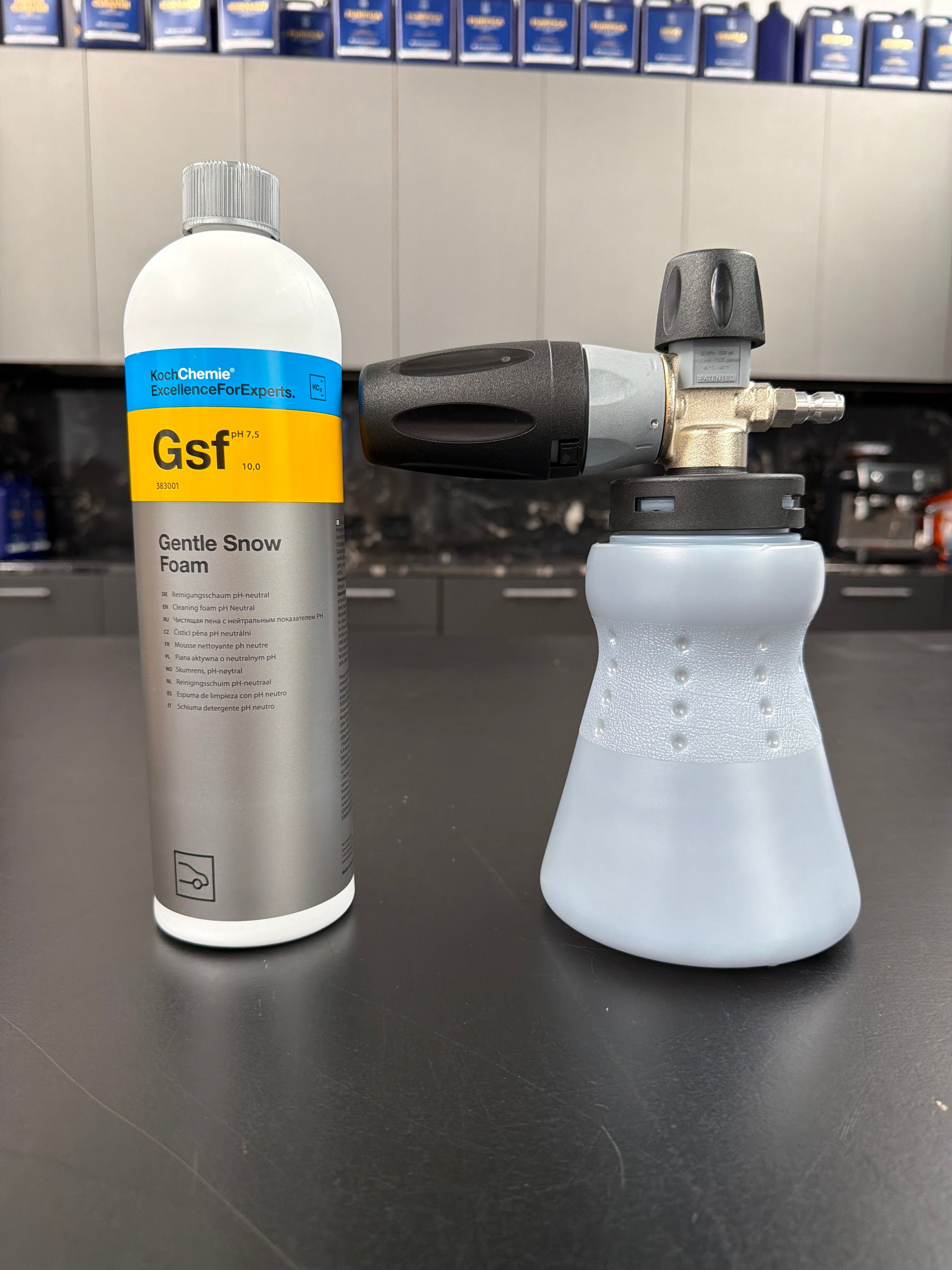 MTM PF22.3 foam cannon kit with Koch Chemie GSF Gentle Snow Foam 1L and 1/4 inch quick connect adaptor — Alpha Details