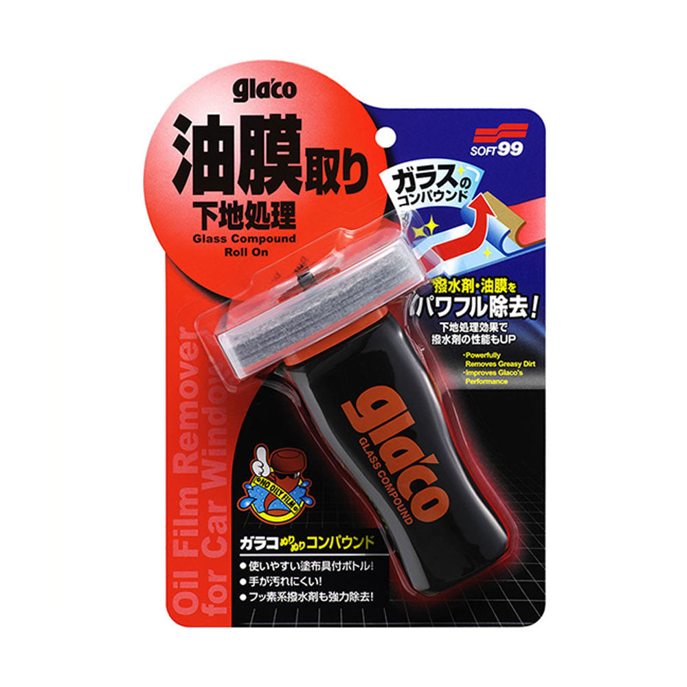 Soft99 Glaco Glass Compound Roll On — official Japanese retail packaging