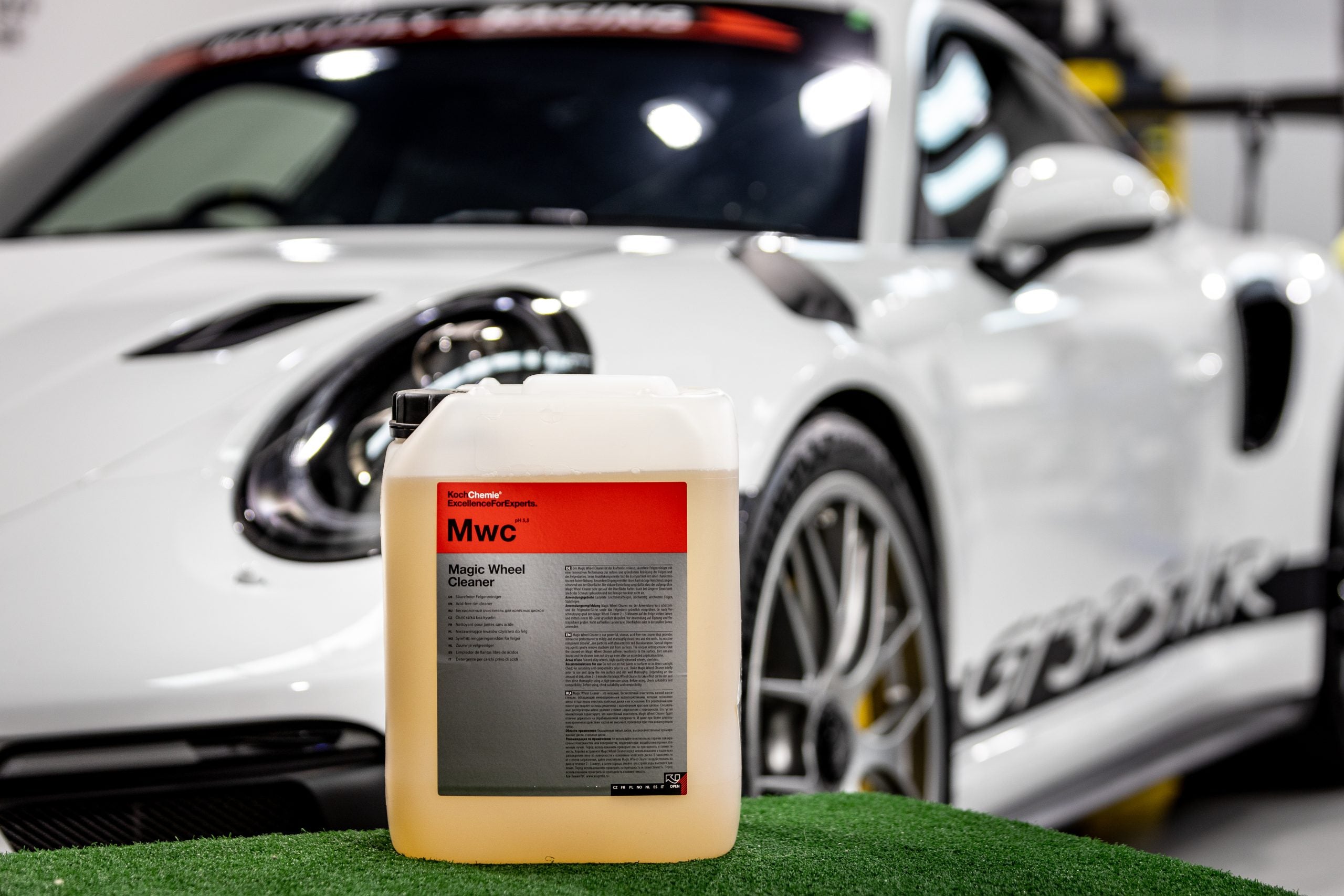 Koch Chemie Magic Wheel Cleaner applied to a wheel barrel before rinsing - Alpha Details
