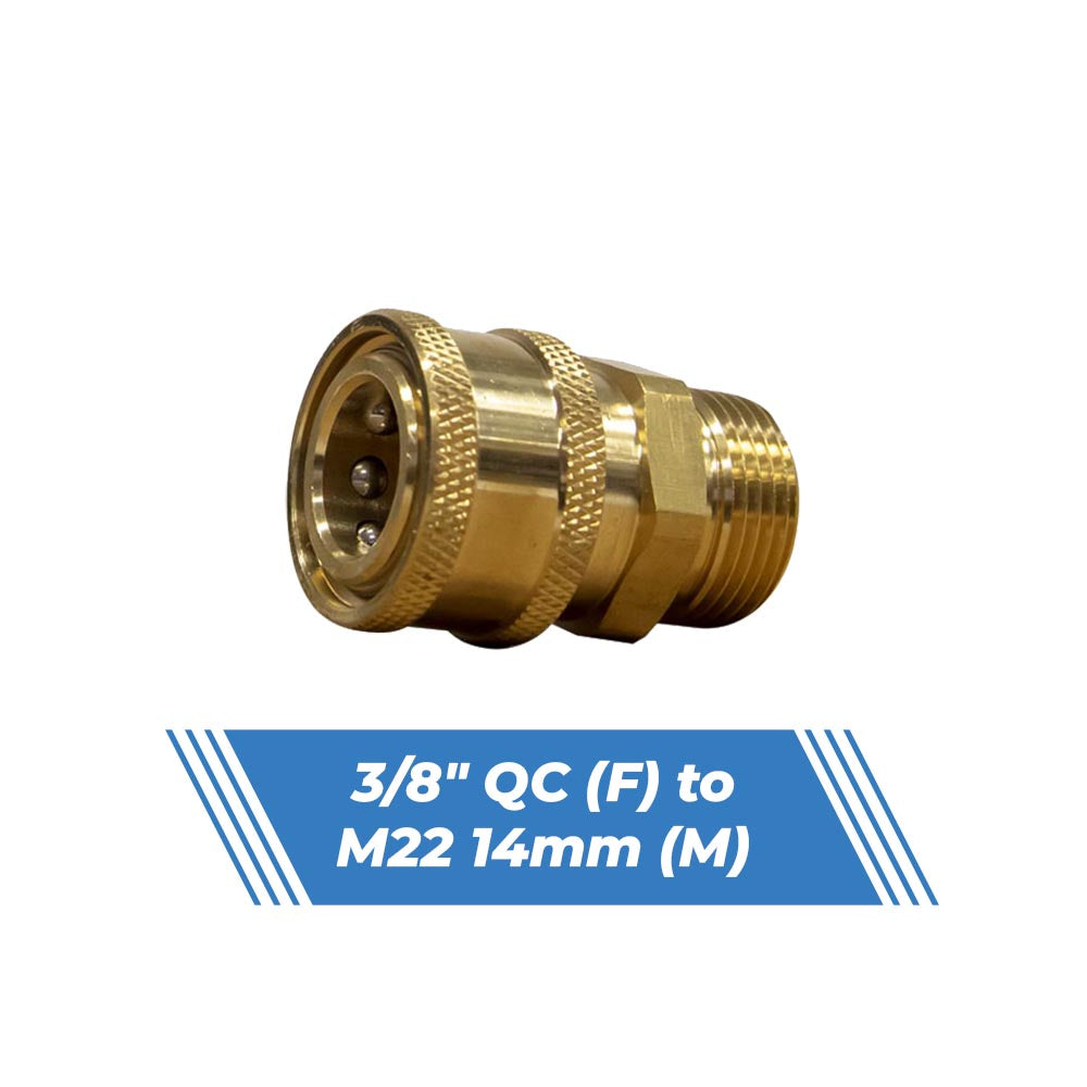 Aquatouch Pressure Washer Adaptor 3/8 QC Female to M22 14mm Male - Alpha Details