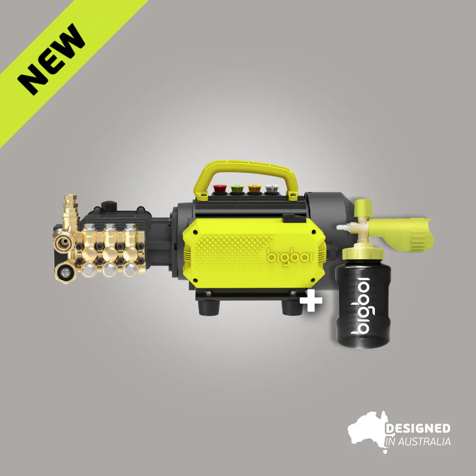 Bigboi WASHR TRADIE 1300 PSI pressure washer with forged brass pump head and foam cannon – designed in Australia