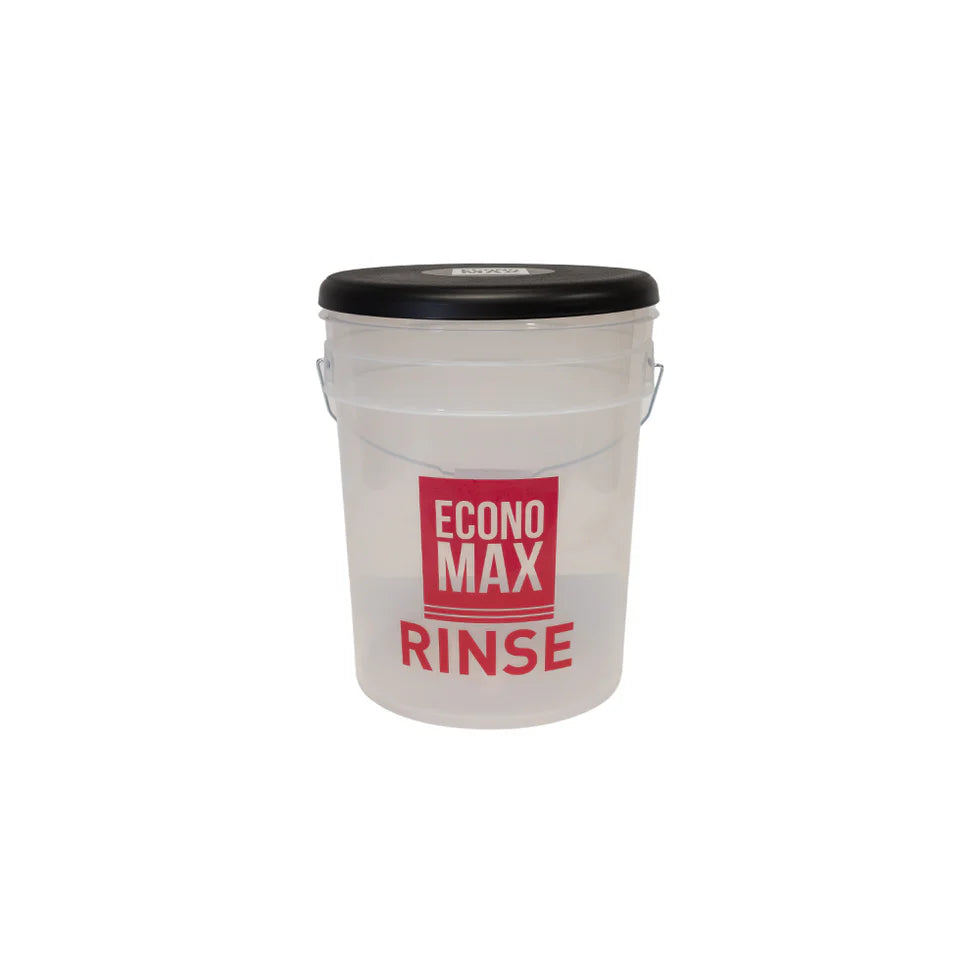 Economax 20L car wash bucket in white with red Rinse label for two-bucket method