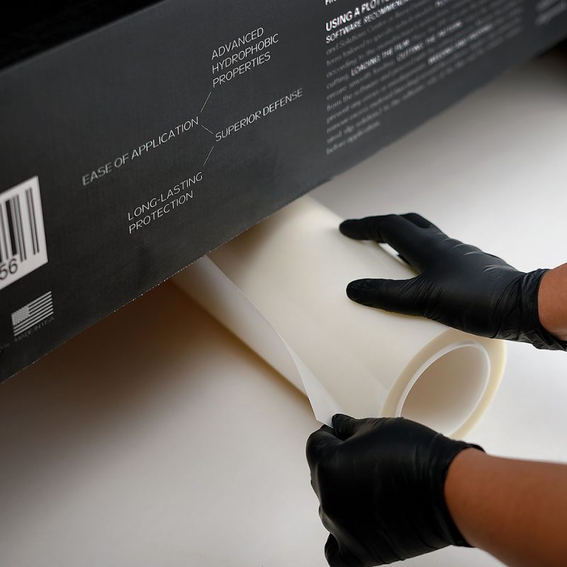 Feynlab PPF Flex box highlighting hydrophobic properties, ease of application and long-lasting protection with film roll