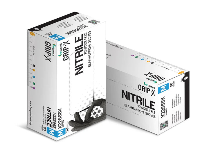 Hygiene Hub Diamond Textured Grip-X Nitrile Powder Free Gloves - 50pcs