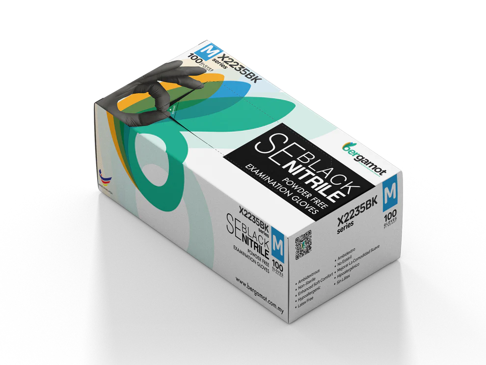 Hygiene Hub Black Nitrile Powder-Free Gloves - 100pcs