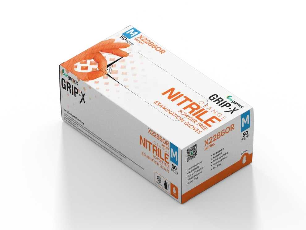 Hygiene Hub Diamond Textured Grip-X Nitrile Powder Free Gloves - 50pcs - Alpha Details