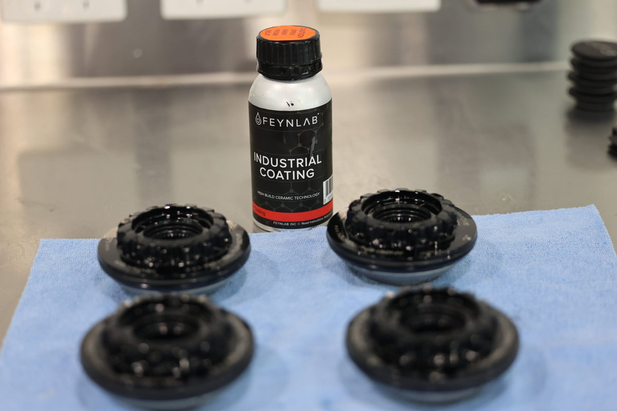 Feynlab Industrial Coating on coated parts at the Alpha Details studio