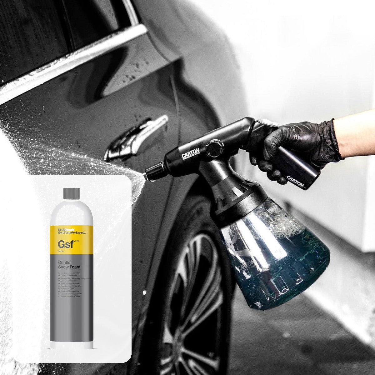 Coating-Safe Foam Kit — Carton EP.02 cordless foam sprayer with Koch Chemie GSF Gentle Snow Foam 1L