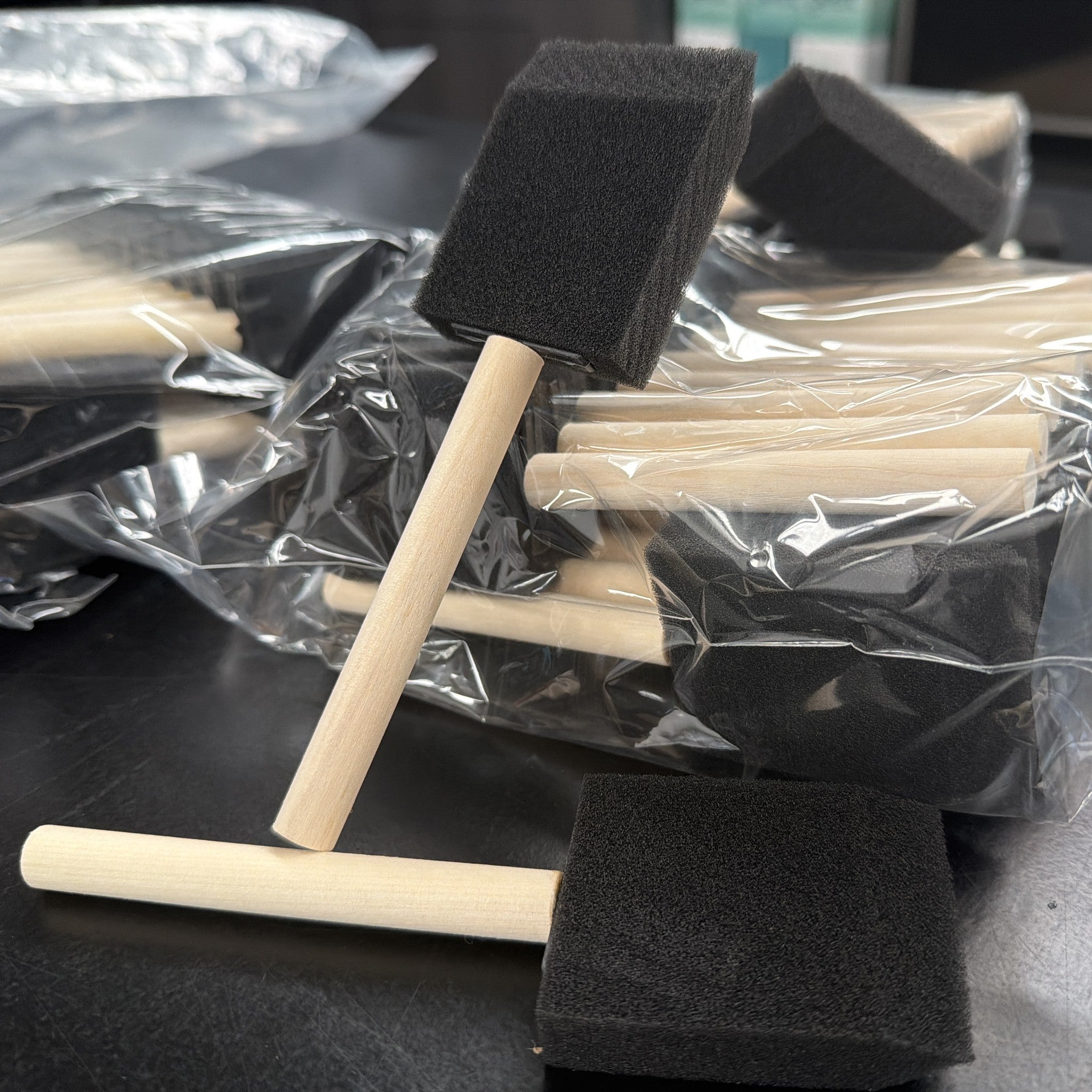 Alpha Details foam detailing applicator brushes with wooden handles, pack of 5