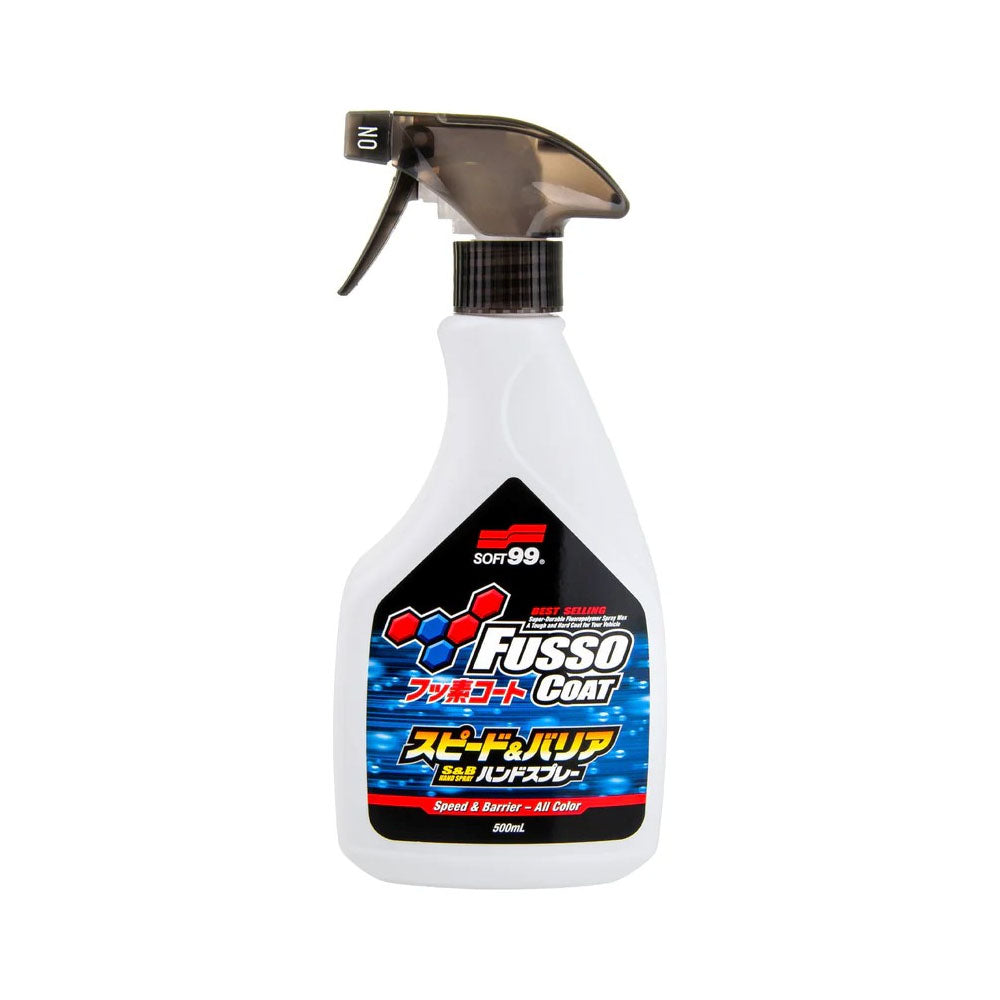 Soft99 Fusso Coat Speed & Barrier Hand Spray All Color — official Japanese retail packaging