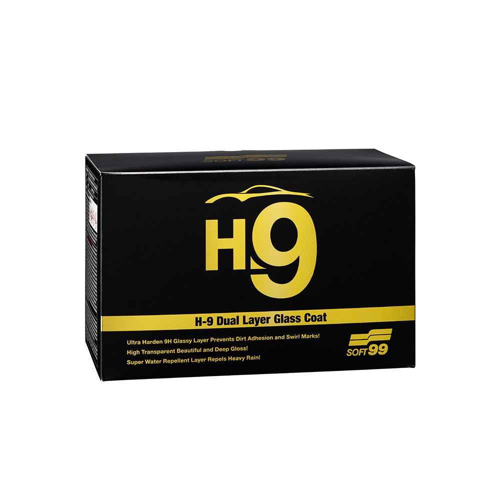 Soft99 H-9 Dual Layer Glass Coat — 9H ceramic glass coating kit with 100ml primer and top coat
