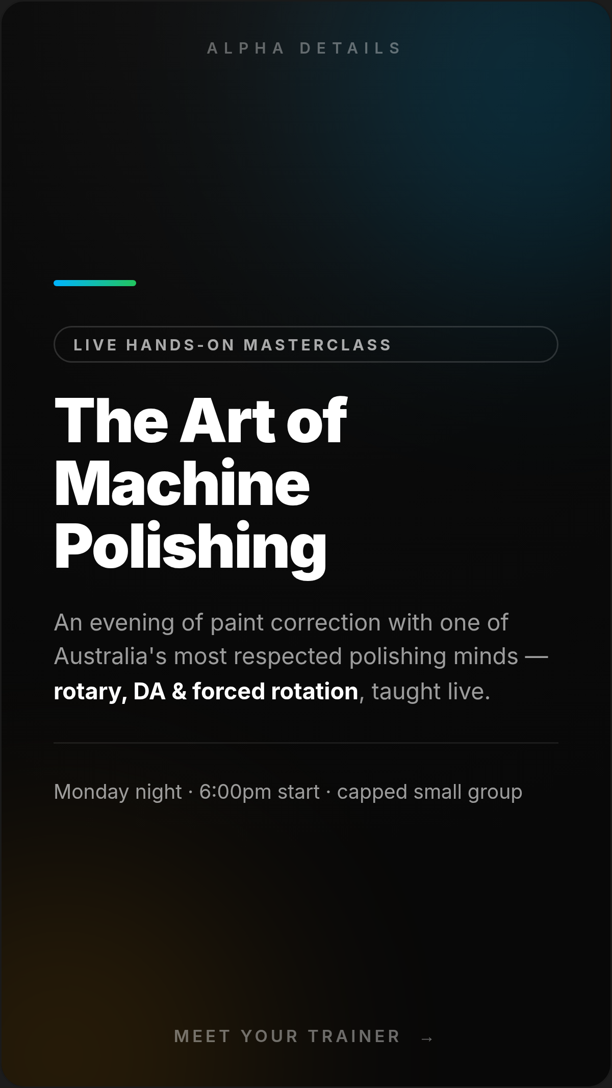Polishing masterclass with Antonio Massari — Alpha Details hands-on training night