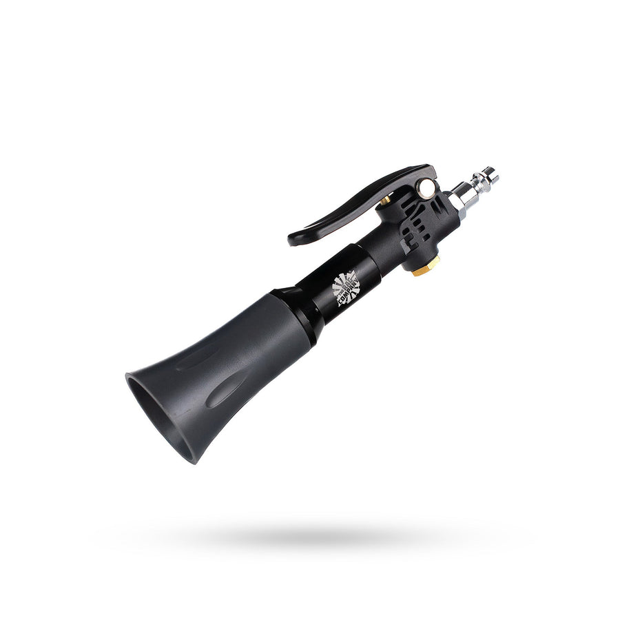 The Rag Company Ultra Air Blaster Mini compressed air vortex cleaning tool with satin black metal body, available at Alpha Details Australia.